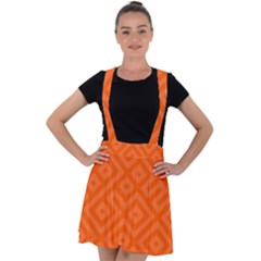 Orange Maze Velvet Suspender Skater Skirt by retrotoomoderndesigns