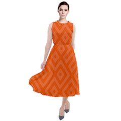 Orange Maze Round Neck Boho Dress by retrotoomoderndesigns