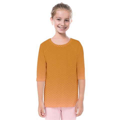 Orange Dotted Grid Kids  Quarter Sleeve Raglan Tee by retrotoomoderndesigns