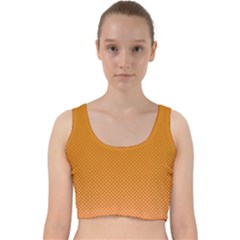 Orange Dotted Grid Velvet Racer Back Crop Top by retrotoomoderndesigns