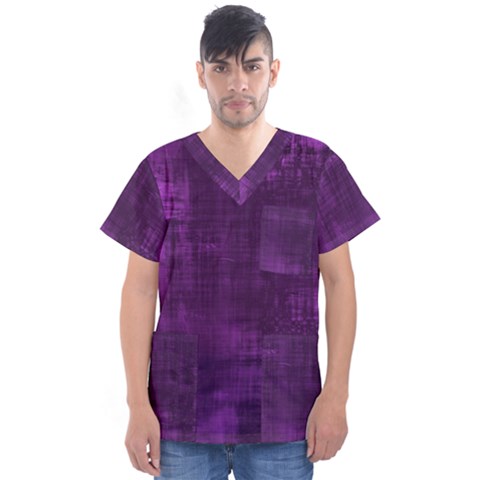 Purple Grunge Men s V-neck Scrub Top by retrotoomoderndesigns