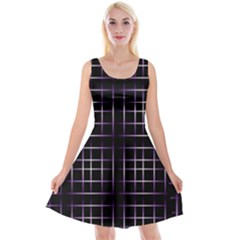 Neon Purple Black Grid Reversible Velvet Sleeveless Dress