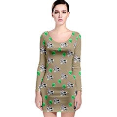 Bunnies Pattern Long Sleeve Bodycon Dress by bloomingvinedesign