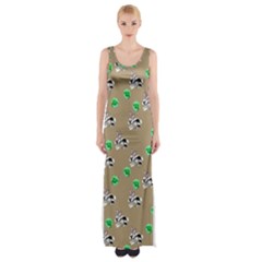 Bunnies Pattern Thigh Split Maxi Dress by bloomingvinedesign