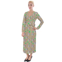 Bunnies Pattern Velvet Maxi Wrap Dress by bloomingvinedesign