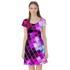 Purple Disco Ball Short Sleeve Skater Dress by essentialimage