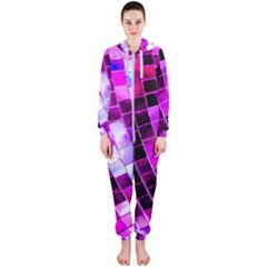 Purple Disco Ball Hooded Jumpsuit (ladies)  by essentialimage