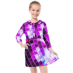 Purple Disco Ball Kids  Quarter Sleeve Shirt Dress by essentialimage