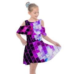 Purple Disco Ball Kids  Shoulder Cutout Chiffon Dress by essentialimage