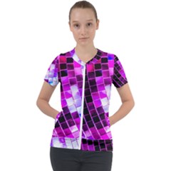 Purple Disco Ball Short Sleeve Zip Up Jacket by essentialimage