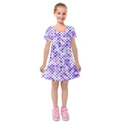 Purple Squared Kids  Short Sleeve Velvet Dress by retrotoomoderndesigns