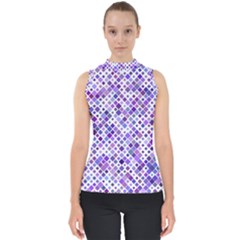 Purple Squared Mock Neck Shell Top