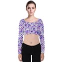 Purple Squared Velvet Long Sleeve Crop Top View1