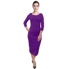 Purple Star Lattice Quarter Sleeve Midi Velour Bodycon Dress by retrotoomoderndesigns