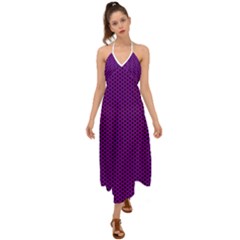 Purple Star Lattice Halter Tie Back Dress  by retrotoomoderndesigns