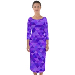 Shades Of Purple Triangles Quarter Sleeve Midi Bodycon Dress by retrotoomoderndesigns