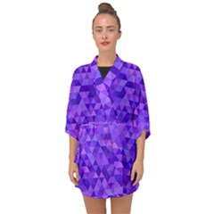 Shades Of Purple Triangles Half Sleeve Chiffon Kimono by retrotoomoderndesigns
