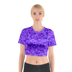 Shades Of Purple Triangles Cotton Crop Top by retrotoomoderndesigns