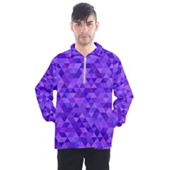 Shades Of Purple Triangles Men s Half Zip Pullover