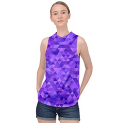 Shades Of Purple Triangles High Neck Satin Top