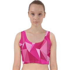 Abstract Pink Triangles Velvet Racer Back Crop Top by retrotoomoderndesigns