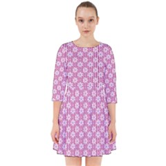 Pretty Pink Flowers Smock Dress