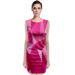 Abstract Pink Triangles Sleeveless Velvet Midi Dress by retrotoomoderndesigns