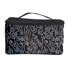 White Swirls On Gray Cosmetic Storage by bloomingvinedesign