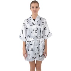 Memphis Pattern Half Sleeve Satin Kimono  by Vaneshart