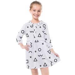 Memphis Pattern Kids  Quarter Sleeve Shirt Dress by Vaneshart
