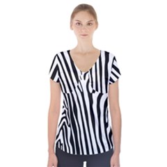 Vector Zebra Stripes Seamless Pattern Short Sleeve Front Detail Top