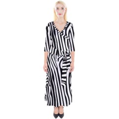 Vector Zebra Stripes Seamless Pattern Quarter Sleeve Wrap Maxi Dress by Vaneshart