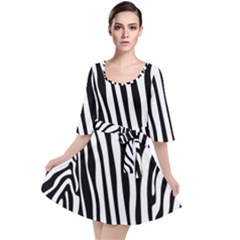 Vector Zebra Stripes Seamless Pattern Velour Kimono Dress