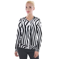 Vector Zebra Stripes Seamless Pattern Velour Zip Up Jacket by Vaneshart