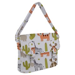 Cute Safari Animals Seamless Pattern Buckle Messenger Bag by Vaneshart