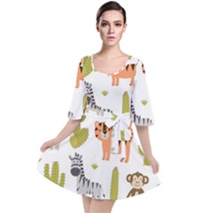 Cute Safari Animals Seamless Pattern Velour Kimono Dress