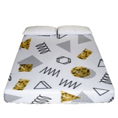 Memphis Seamless Patterns Fitted Sheet (Queen Size)