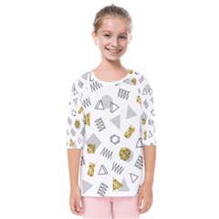 Memphis Seamless Patterns Kids  Quarter Sleeve Raglan Tee