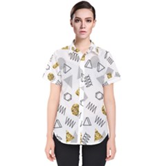 Memphis Seamless Patterns Women s Short Sleeve Shirt