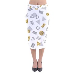 Memphis Seamless Patterns Velvet Midi Pencil Skirt
