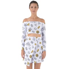 Memphis Seamless Patterns Off Shoulder Top with Skirt Set