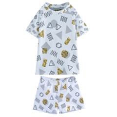 Memphis Seamless Patterns Kids  Swim Tee and Shorts Set