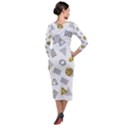 Memphis Seamless Patterns Quarter Sleeve Midi Velour Bodycon Dress View2