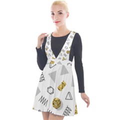 Memphis Seamless Patterns Plunge Pinafore Velour Dress