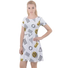 Memphis Seamless Patterns Cap Sleeve Velour Dress 