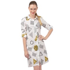 Memphis Seamless Patterns Long Sleeve Mini Shirt Dress