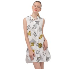 Memphis Seamless Patterns Sleeveless Shirt Dress