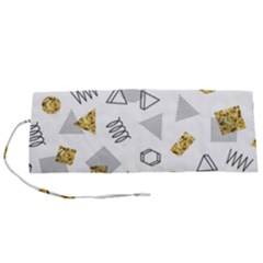 Memphis Seamless Patterns Roll Up Canvas Pencil Holder (S)