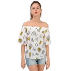 Memphis Seamless Patterns Off Shoulder Short Sleeve Top