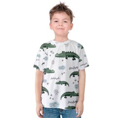 Vector Seamless Pattern With Cute Crocodiles Kids  Cotton Tee